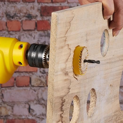 KATA Hole Saw Kit, 20 Pieces Hole Saw Set with 3/4"-6"(19-152mm) 13PCS Saw Blades, 2 Mandrels, 3 Drill Bits, 1 Installation Plate, 1 Hex Key, Ideal for Soft Wood, Plywood, Drywall, PVC, Yellow
