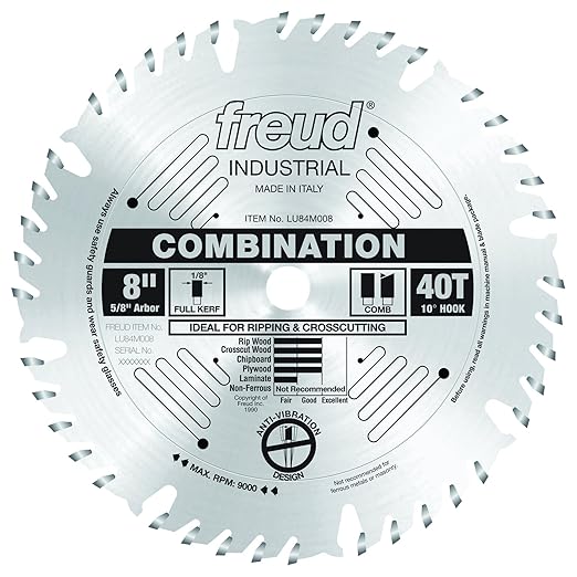 Freud LU84M008: 8" x 40T Combination Blade