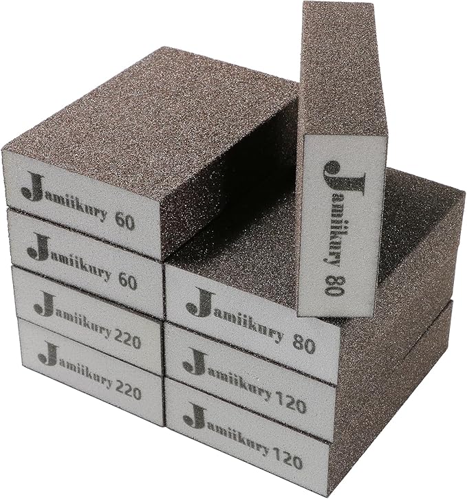 8pcs Sanding Blocks Assortment Kit, Sponge Sand Block Washable and Reusable, Wet & Dry Sandpaper Block for Wood Metal Drywall and Furniture Paint - 60/80/120/220 Grit