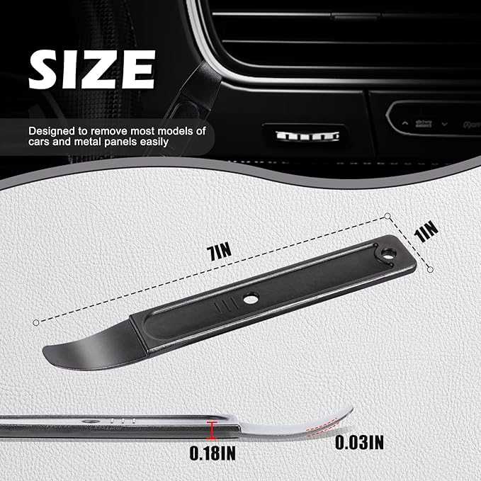 Versatile 23 Ga 4140 Steel Pry Bar Automotive Panel Removal Tool for Removing Auto Trim Interior and Exterior Parts, Gunmetal Gray, Pack of 1