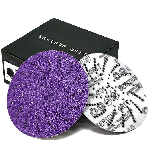 Serious Grit 5-Inch 40 Grit Ceramic Multi-Hole Hook & Loop Sanding Discs - Advanced Grain for Fast Cutting & Long Life - Film-Backed Universal Fit Sandpaper for 5-in Sanders - 25 Pack Box