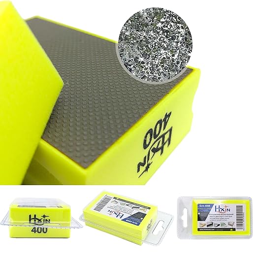 Diamond Hand Polishing Pad Diamond Sanding Block Foam Backed Diamond Sponge Sanding Pads for Wet or Dry Grinding polishing for Granite Marble Stone Tile Glass Ceramic (1, 400# Square)