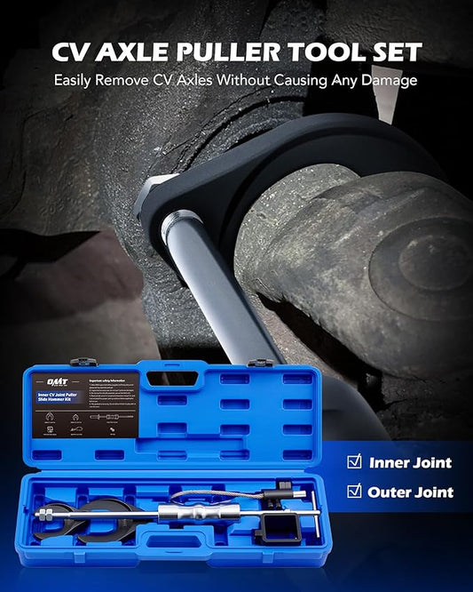 Orion Motor Tech CV Axle Puller Tool with Heavy Duty Slide Hammer, 8 pc CV Joint Removal Tool with 2" and 2.5" CV Joint Fork, CV Axle Removal Tool with Outer CV Joint Adapter Steel Cable Adapter