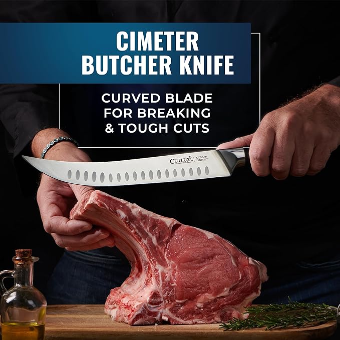 Cutluxe Butcher Knife Set ??BBQ Brisket, Breaking, Boning & Fillet knives - Carving Knife Set for Meat Cutting, Ultra Sharp German Steel, Full Tang, Ergonomic Handles ??Artisan Series