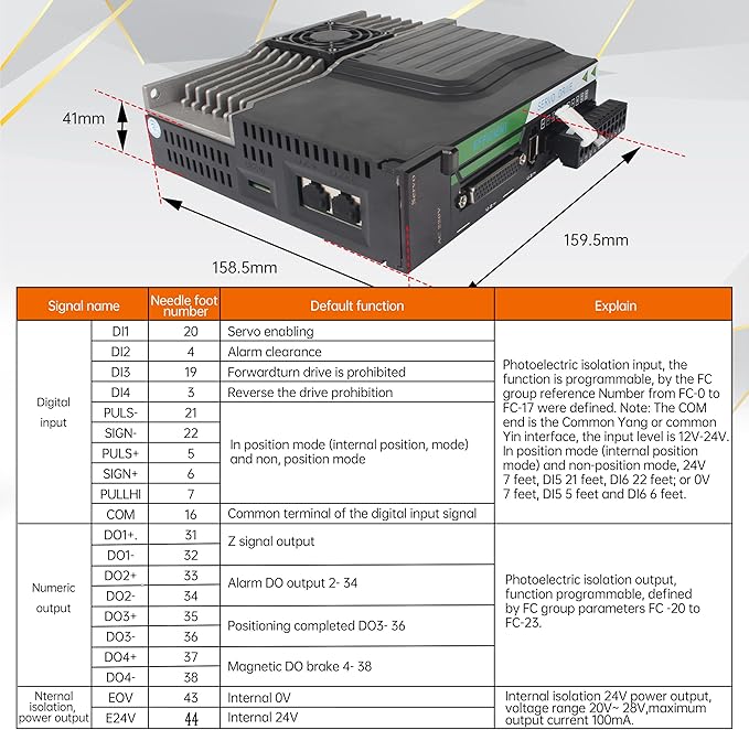 Without Brake 1000W AC Servo Motor Kit, CNC 220V 5.5A 3000rpm L3000 17-bit Encoder RS485 Servo Motor Driver Controller Kit for CNC Engraver Milling Machine/Robot