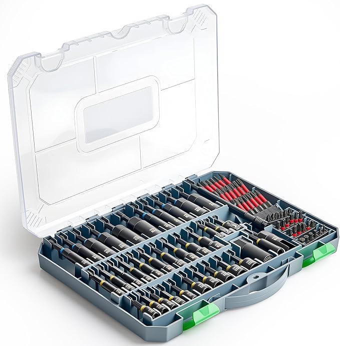 Magnetic Impact Nut Driver Set, Metric & SAE Driver Bit Set with Socket Adapters, Bit Holder, Wing Nut Driver, Universal Sockets, Quick Release Extension, Power Bits
