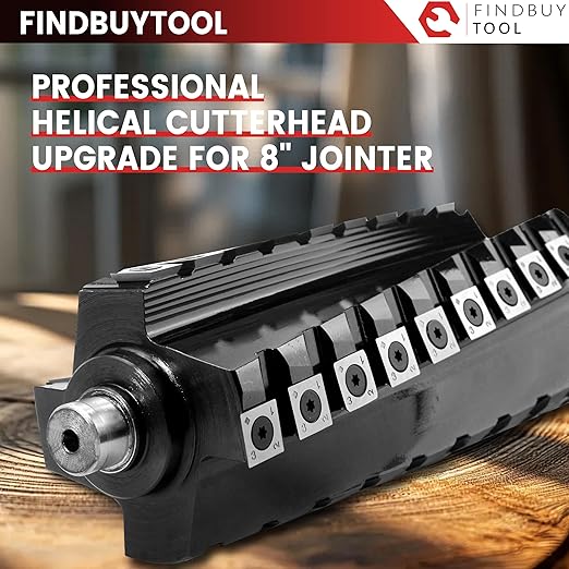 FINDBUYTOOL Helical Cutterhead for Delta DJ-20 8" Jointer - Carbide Insert Cutterhead Replacement for Models 37-350, 37-365X, 37-680, 37-680X - Includes 40 Knives, Screws, Tools & Bearings
