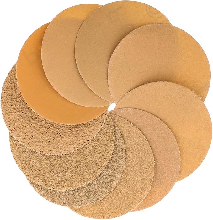 Dura-Gold Premium 2" Gold Hook & Loop Sanding Discs Variety Pack Box - 40, 60, 80, 120, 220, 320, 400, 600, 800, 1000 Grit (5 Sheets Each, 50 Total) & Drill Backing Plate, Automotive, Woodworking
