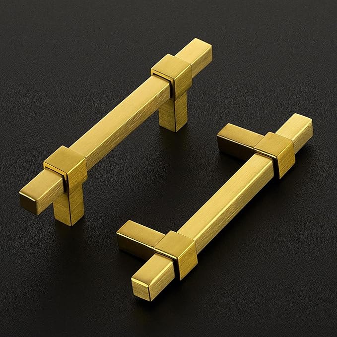 10 Pack Gold Cabinet Handles - 3" Hole Center Cabinet Pulls Drawer Pulls Cabinet Hardware Kitchen Handles for Cabinets