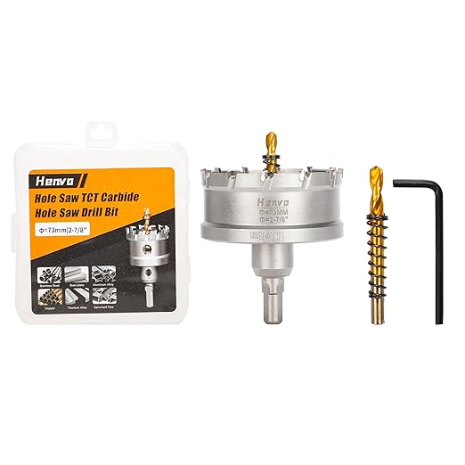 Hole Saw 2-7/8" (73mm) Heavy Duty Carbide with 2 Pilot Drill Bits - Metal Hole Cutter Cuts Stainless Steel, Iron, Copper, Brass, Plastic