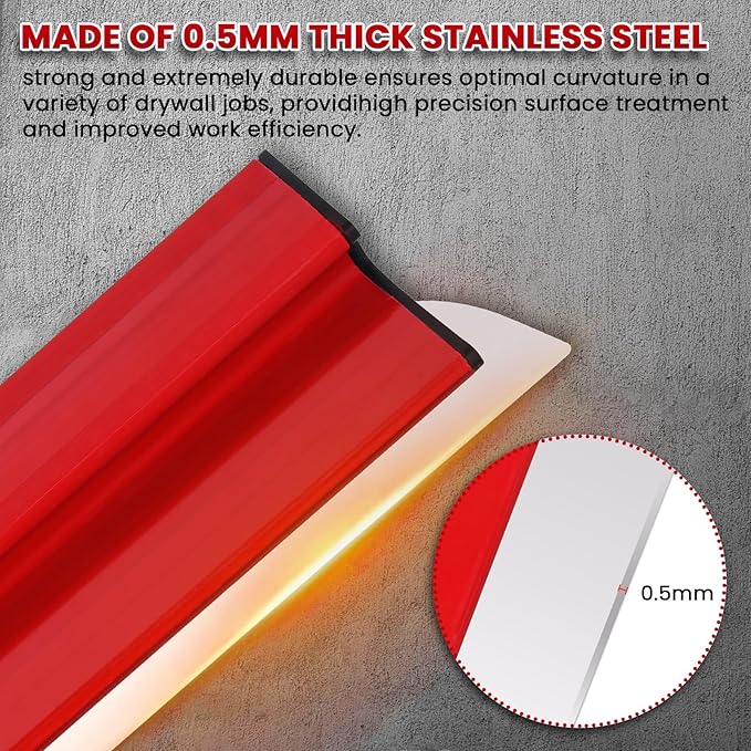 2 Pcs Drywall Skimming Blade 16 Inch, Skimming Blade with 0.5mm Stainless Steel Blade for Drywall and Wallboard
