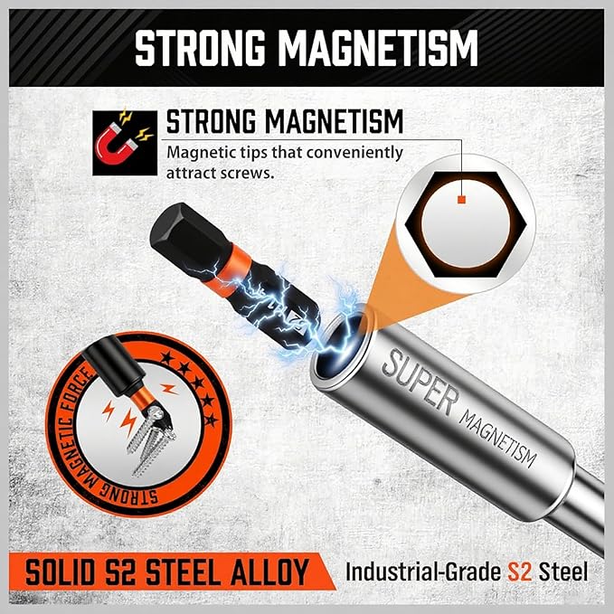 HORUSDY Magnetic Portable Screwdriver Bit Set: 8-in-1 Ratcheting Screw Driver Includes 1/4?쒫it Driver Holder, 7 Screwdriver Bits with Phillips, Slotted, Square, Hex, for Garage & Daily Repair