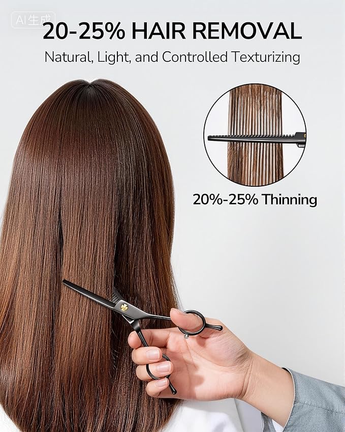ULG Professional Thinning Shears for Hair Cutting - 6.5?쇺?Hair Thinning Scissors, Ultra Sharp Japanese Stainless Steel, Ergonomic Handle for Barbers, Stylists, Salon & Home Use, Black