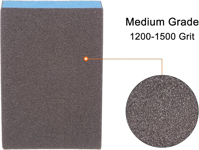 HARFINGTON 8pcs Sanding Sponge Blocks #240 (1200-1500 Grits) Wet/Dry Hand Sanding Sponges, 100x70x25mm Foam Sanding Block Pad for Polishing Kitchen Metal Wood Drywall Furniture, Brown&Blue