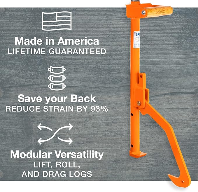 LogOX Hauler - 21??Cant Hook Log Roller and Carrier | Orange Powder-Coated Log Hauler Hand Tool for Firewood Harvesting, Brush or Tree Removal. (Patented, Made in USA, with a Warranty)