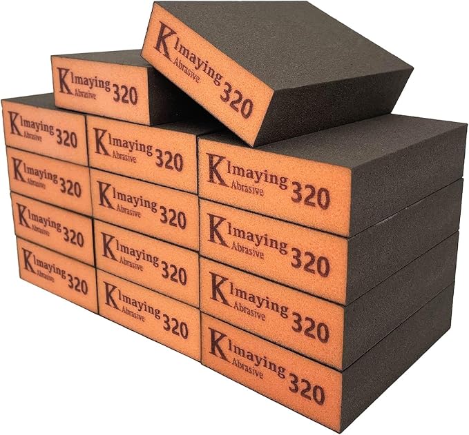 Sanding Sponge, 320 Grit Assortment Sanding Block, Wet and Dry Dual-use Sander Sponges for Drywall Metal, Sandpaper Sponge for Wood, Washable and Reusable, 14 Pack
