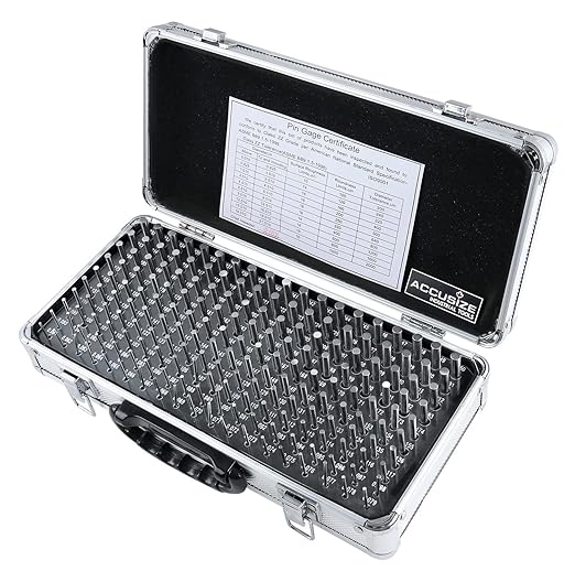 Accusize Industrial Tools - 190 Pc Precision Minus Class ZZ Pin Gauge Set, 0.061" to 0.250", 2" Length, Heat Treated, 60-62 RC, with Aluminum Case, M1(-) A