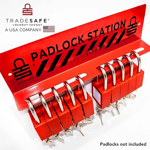 TRADESAFE Lockout Tagout Locks Station - Loto Station Holds up to 10 Safety Padlocks, Loto Locks Rack with No Lock Out Tag Out Padlocks Included