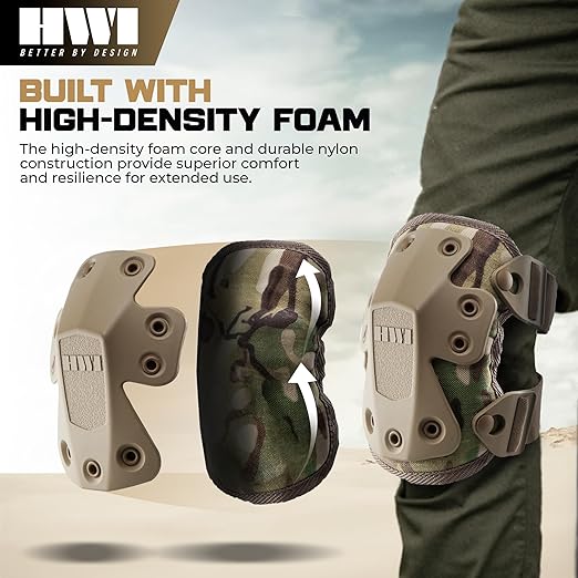 HWI Gear Next Generation Knee Pad for Protection: Combat, Mechanics, Construction, Hunting, Landscaping, Outdoor Survival, Heavy Duty Industrial Grade, Adjustable