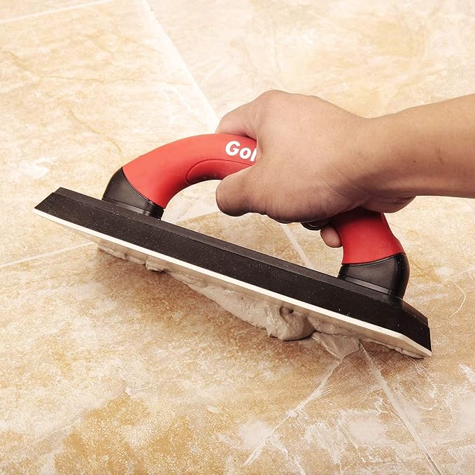 Goldblatt 4" x 12" Grout Float for Tile - Molded Rubber Grout Float, Floor Tools with Soft-Grip Handle for Masonry, Drywall, Concrete, Stucco