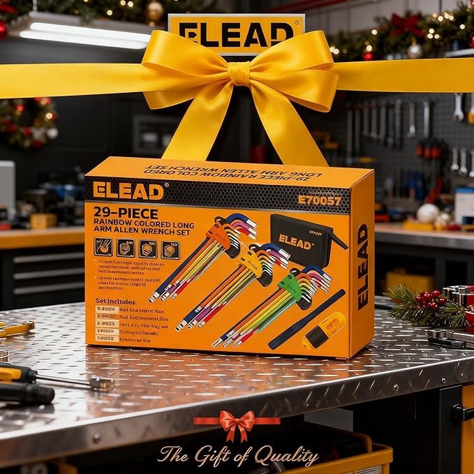 ELEAD Allen-Wrench Hex Torx Key Set: 29-Piece Rainbow Colored Allen Key Set, Long Arm Ball End, Metric SAE Standard Torx Star Wrenches with T-Handle and Extension Bar