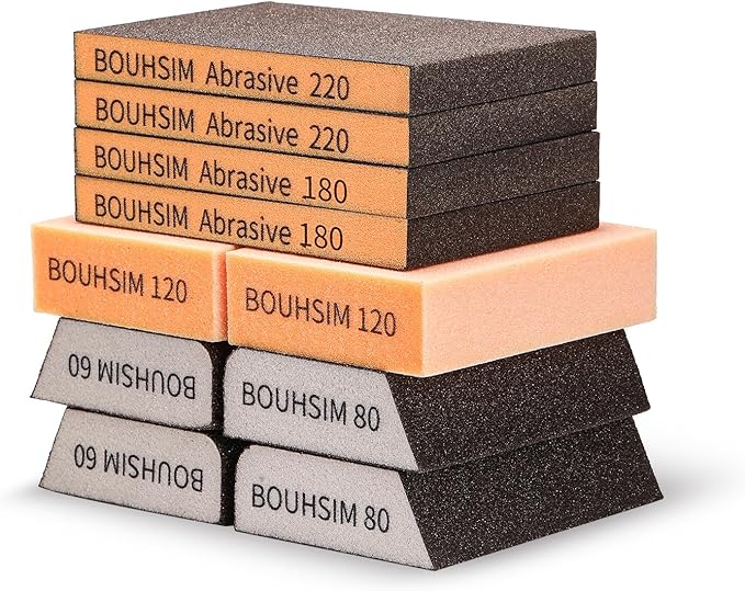 Sanding Sponge,Washable and Reusable Handmade Sandpaper Block竊똙ersatile Sanding Blocks for Wood, Drywall & Metal竊똕andpaper Blocks Pads Perfect for Smooth finishes (10 Pack_Mix)