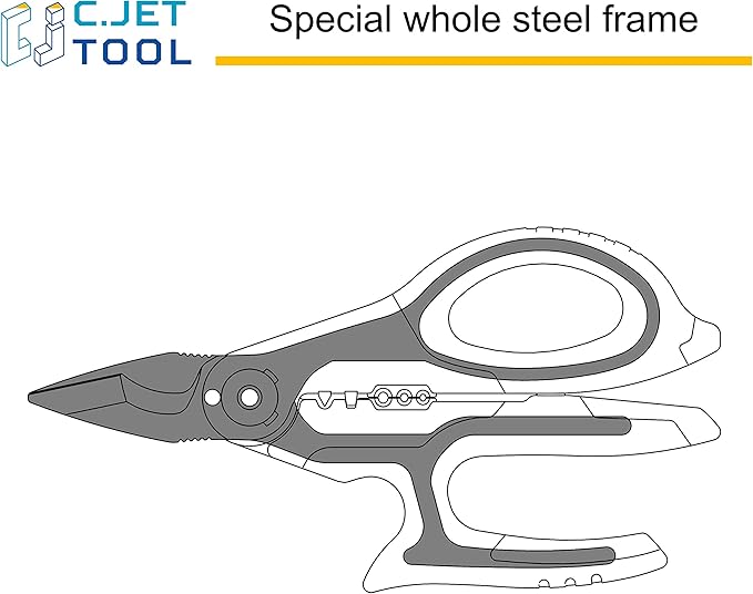7" Stainless Professional Electrician Scissors Multi-Grip Design Aluminium Copper Soft Cable