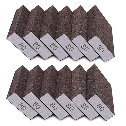 12Pcs Sanding Sponge 80 Grit Coarse Sanding Blocks for Drywall Metal Wood Washable and Reusable
