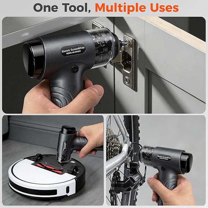 Cordless Electric Screwdriver Set with 32 Bits, Digital Screen, LED Light, 7 Torque Settings, 2500mAh Rechargeable Battery, 1/4'' Hex, Mini Electric Tool Kit for Home, Furniture, Electronic Repair