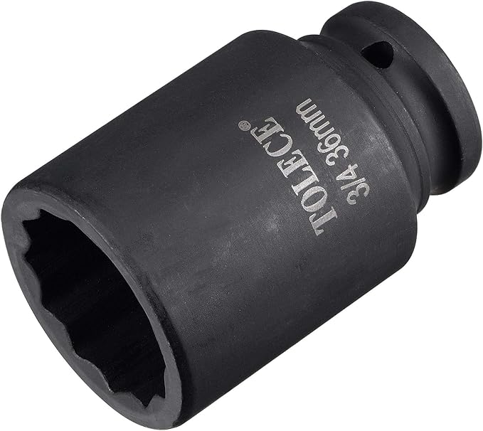 uxcell 3/4-Inch Drive 36mm 12-Point Deep Impact Socket, CR-MO Steel 78mm Length, Metric Sizes