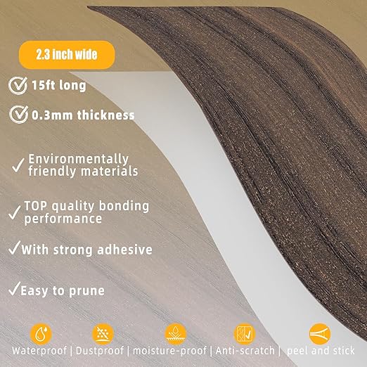 GSCIT Club Walnut Wood Tape, 2.3 inch X 15ft Self Adhesive Wood Grain Tape Walnut Repair Patch for Tables, Chairs, Baseboards, Doors, Windows, Floors, Handicraft DIY.