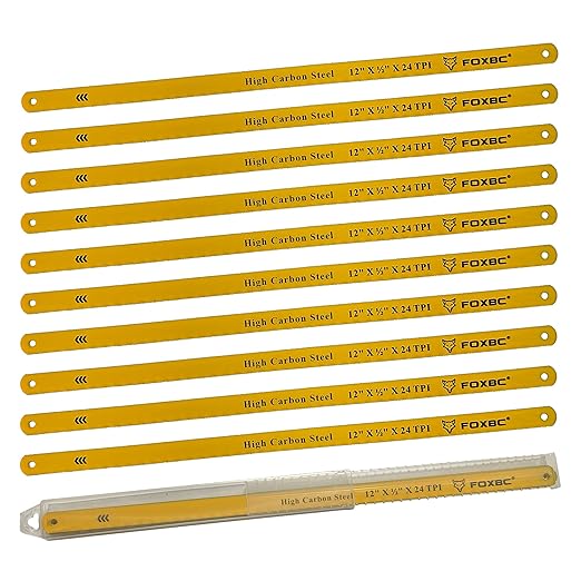 FOXBC 12-inch Hacksaw Blade 24 TPI, 10-Pack (High Carbon Steel)