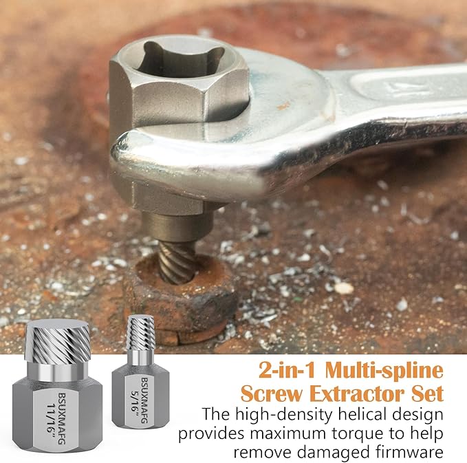 36Pcs Bolt Extractor Set and Spiral Screw Extractors, 2-in-1 Multi-Spline Screw Extractors, Stripped Screw Remover for Damaged, Frozen, Studs, Rusted, Rounded-Off Bolts, Nuts & Screws