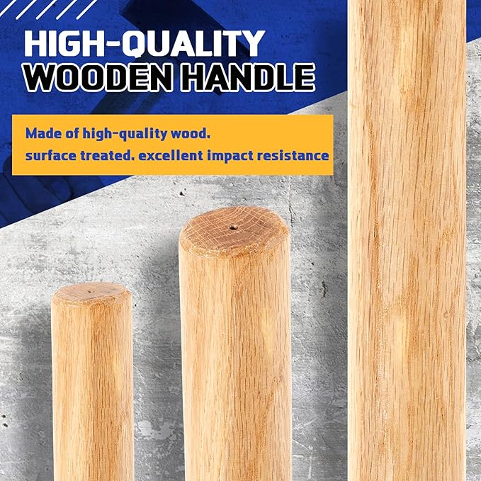 Bucherry 2 Sets 32" Replacement Hammer Handle Kit Includes 2 Sledge Hammer Handle Replacement, 4 Wood Wedges and 4 Steel Wedges for Decking Framing Carpentry Construction DIY Sledge Axe Tool