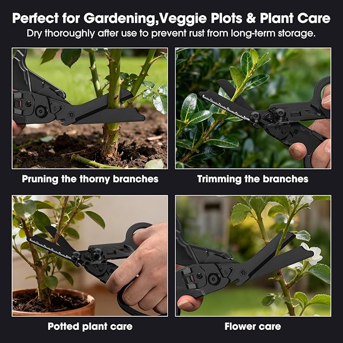 multifunctional tool set includes key tools, card tools, 6-in1 Trauma Shears, scissors with K-sheaths, suitable for outdoor exercise, garden pruning, and daily household use (carbon black)