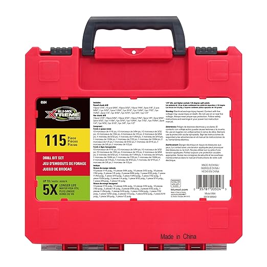 Disston BLU-MOL Xtreme 115PC Drill BIT Set 17 Round and HEX Drill BIT Sizes E0100504