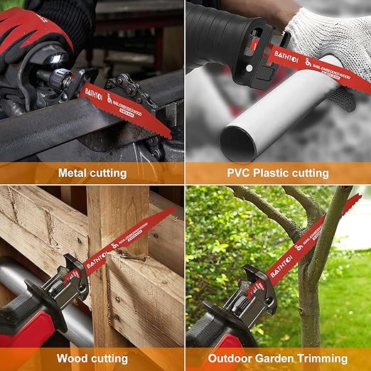 5 Pack 9 Inch 6/12 Tpi Reciprocating Saw Blades for Wood and Nail-Embedded Wood Cutting, Bi-Metal Sawzall Blades with 8% Cobalt for Longer Life and Faster Cutting Speed