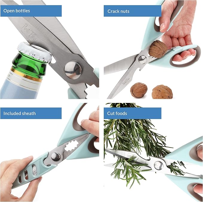 Kitchen Scissors for Food - Heavy Duty Stainless Steel Shears - All Purpose Utility Shears - Cooking Scissors for Meat, Chicken, Fish, Vegetables, Herbs - Kitchen Gadget
