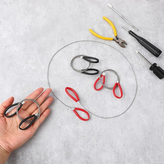 Stainless Steel Cable Saw, 2 PCS Mini Camping Saws Emergency Hand Pocket Survival String Rope Wire Saws Metal PVC Cable Cutting Saw for Home Hiking Hunting Camping, 27.56 Inch