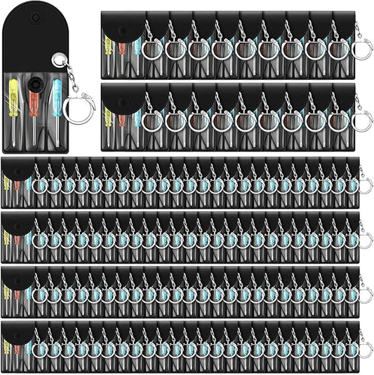 Jutom 130 Set Mini Screwdriver Keychain Set Bulk Includes 3 Mini Screwdrivers in a Portable Pouch with Snap with Hook Bulk Adult Men Employee Coworkers Gifts for Birthday Tool Party Favors Prize