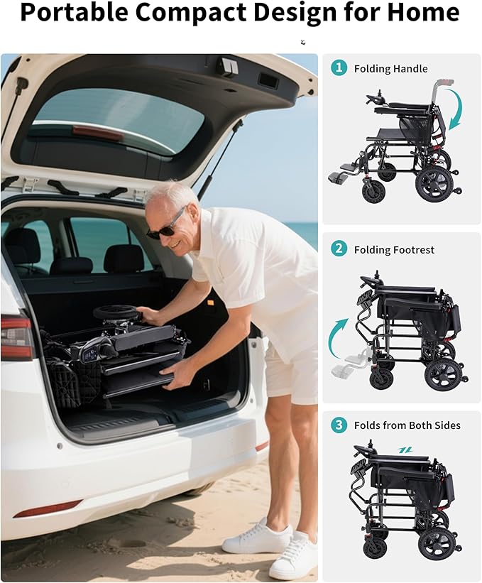 Goldseason 22??Widest Seat Electric Wheelchairs for Adults - Foldable Portable Lightweight Motorized Wheelchair, 500W Motor, 15 Mi Range & 350lb Load Capacity, Home, Park, Travel & All-Terrain, Orange