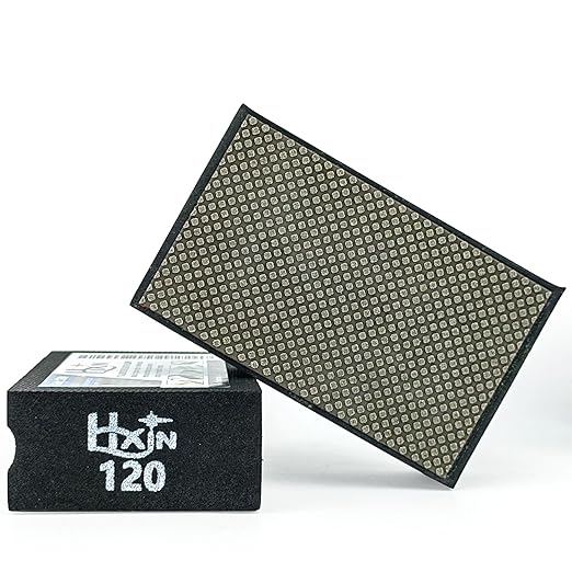 Diamond Hand Polishing Pad Diamond Sanding Block Foam Backed Diamond Sponge Sanding Pads for Wet or Dry Grinding polishing for Granite Marble Stone Tile Glass Ceramic (1, 120# Square)