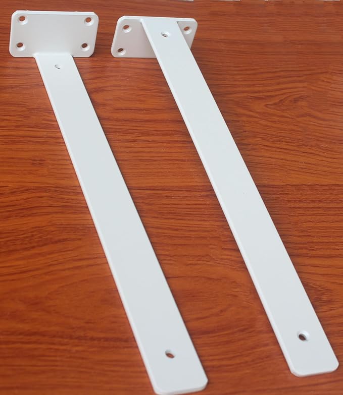 6 Pack - 16 inch White Hidden L Shelf Bracket (1/5 Inch Thicked) Iron Floating Shelf Brackets Rustic Industrial Metal Brackets for Shelf Support