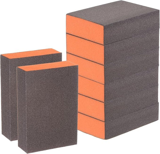 HARFINGTON 8pcs Sanding Sponge Blocks #240 (1200-1500 Grits) Wet/Dry Hand Sanding Sponges, 100x70x25mm Foam Sanding Block Pad for Polishing Kitchen Metal Wood Drywall Furniture, Brown&Orange