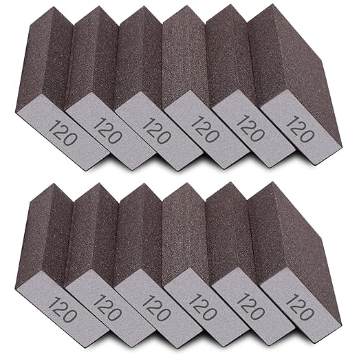 12Pcs Sanding Sponge 120 Grit Medium Sanding Blocks for Drywall Metal Wood Washable and Reusable