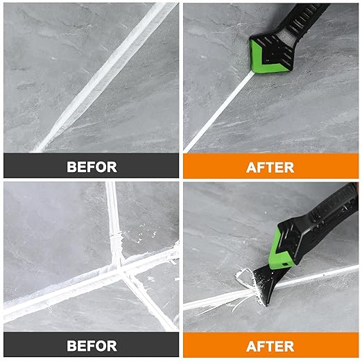 Silicone Caulking Tool,5 in1 caulk remover tool with Grout Scraper,caulking tool kit竊똀dhesive Residue Scraper Seam Repair Tool Kit for Kitchen Bathroom
