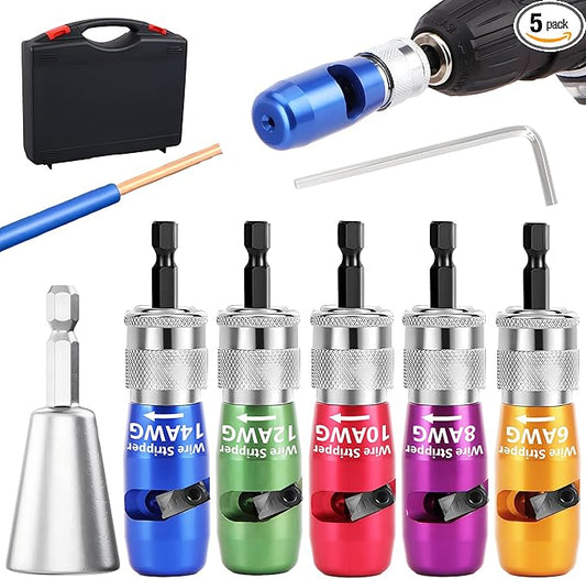 SICOU Wire Stripper and Wire Twister for Drill AWG Wire Stripping Wire Twisting Tool 6/8/10/14 AWG Cable Stripper Electrician Tool Set Electrical Wire Connector Tool