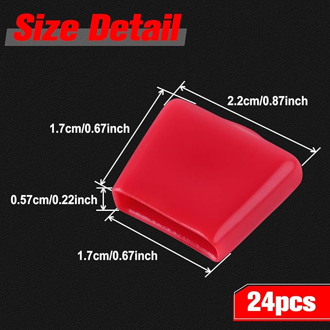 SPEEDWOX 24PCS Replacement Rubber Tips For 6-Inch Glass Running Pliers Rubber Tips for Glass Running Plier Curved Tip Running Pliers Replacement Tips Stained Glass Work Supplies and Tools, Red