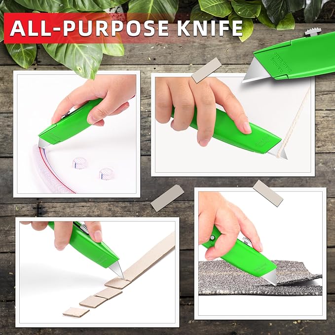 DIYSELF 30 Pack Box Cutter Heavy Duty Aluminium Shell Utility Knife | SK5 Steel Sharp Blade | Retractable Knife for Cutting Cartons Ropes and Cardboard | Home and Office Use, PVC Pipe Cutter (Green)