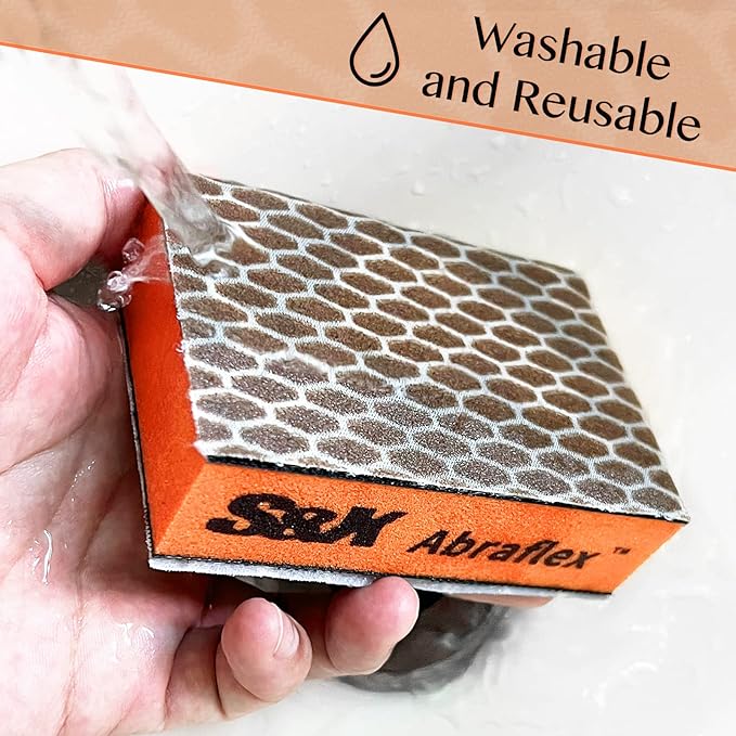 S&X Sanding Block Hook and Loop Sandpaper Assortment, 100-Pack, Multipurpose Coarse Medium Fine Sanding Sponge Set for Wood, Drywall, Metal, Washable and Reusable (Grit 150)